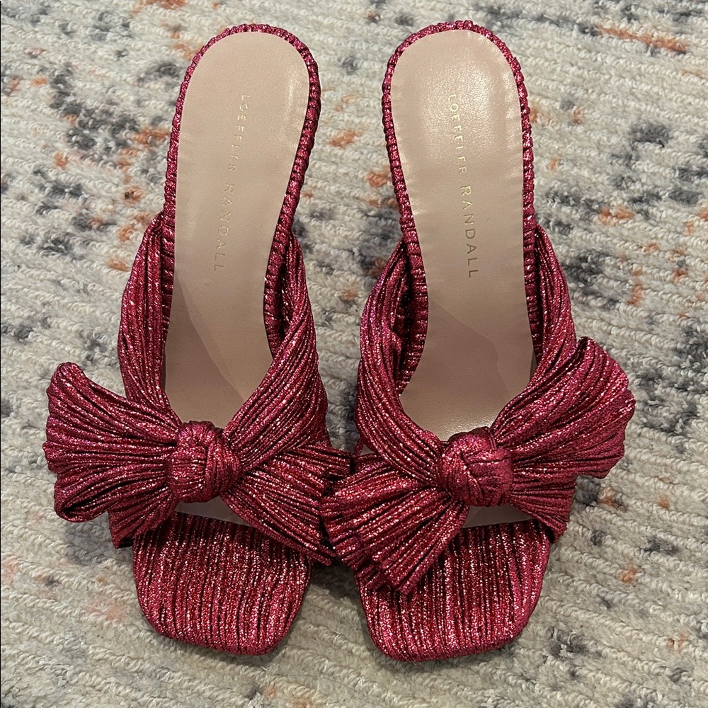 Loeffler Randall Women's Burgundy Bow Mules